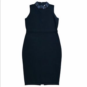 Milly~Black Cocktail Dress Beautiful Beaded Neck